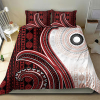 Bula Fiji Vintage Tapa Bedding Set Kaivity Masi Wave Motifs - Red LT7 - Polynesian Pride
