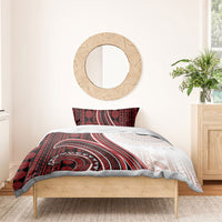 Bula Fiji Vintage Tapa Bedding Set Kaivity Masi Wave Motifs - Red LT7 - Polynesian Pride