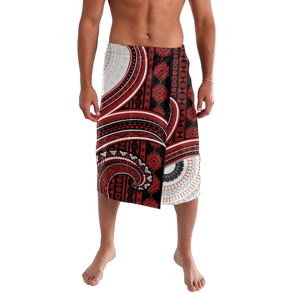 Bula Fiji Vintage Tapa Lavalava Kaivity Masi Wave Motifs - Red LT7 Red - Polynesian Pride