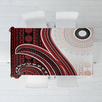 Bula Fiji Vintage Tapa Tablecloth Kaivity Masi Wave Motifs - Red LT7 Red - Polynesian Pride