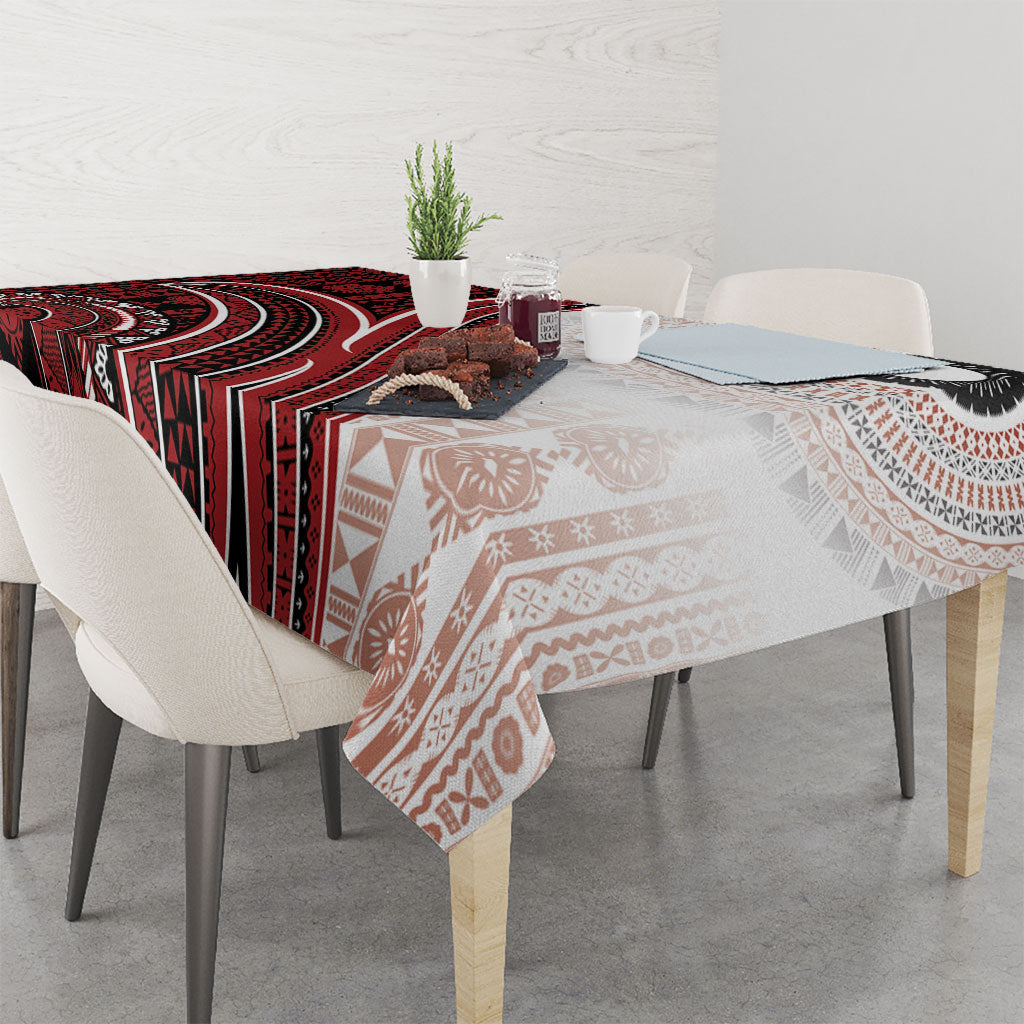 Bula Fiji Vintage Tapa Tablecloth Kaivity Masi Wave Motifs - Red LT7 - Polynesian Pride
