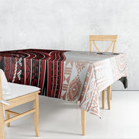 Bula Fiji Vintage Tapa Tablecloth Kaivity Masi Wave Motifs - Red LT7 - Polynesian Pride