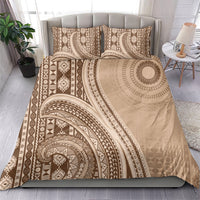 Bula Fiji Vintage Tapa Bedding Set Kaivity Masi Wave Motifs - Mocha LT7 - Polynesian Pride