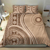 Bula Fiji Vintage Tapa Bedding Set Kaivity Masi Wave Motifs - Mocha LT7 - Polynesian Pride