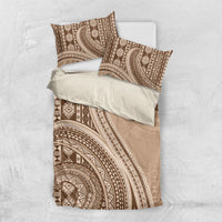 Bula Fiji Vintage Tapa Bedding Set Kaivity Masi Wave Motifs - Mocha LT7 US Twin 172cm x 218cm Beige - Polynesian Pride