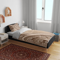 Bula Fiji Vintage Tapa Bedding Set Kaivity Masi Wave Motifs - Mocha LT7 - Polynesian Pride