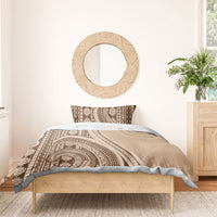 Bula Fiji Vintage Tapa Bedding Set Kaivity Masi Wave Motifs - Mocha LT7 - Polynesian Pride