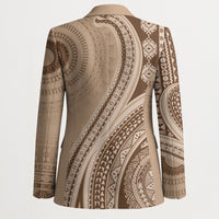 Bula Fiji Vintage Tapa Blazer Kaivity Masi Wave Motifs - Mocha LT7 - Polynesian Pride