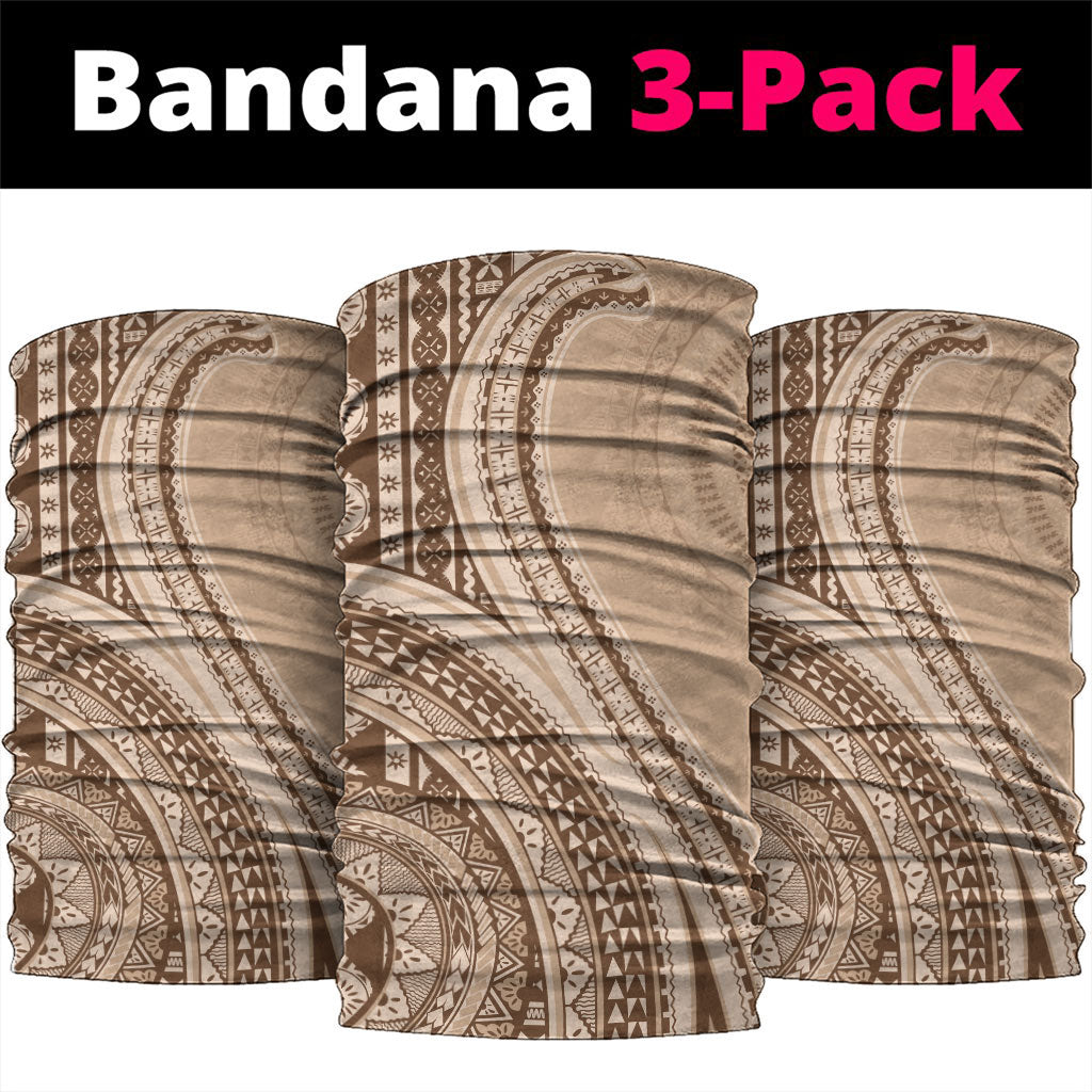 Bula Fiji Vintage Tapa Neck Gaiter Kaivity Masi Wave Motifs - Mocha LT7 package One Size: 25*50cm Beige - Polynesian Pride