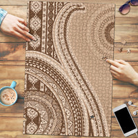 Bula Fiji Vintage Tapa Puzzle Kaivity Masi Wave Motifs - Mocha LT7 Beige - Polynesian Pride