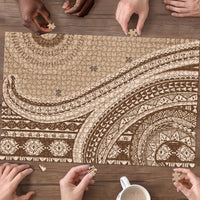 Bula Fiji Vintage Tapa Puzzle Kaivity Masi Wave Motifs - Mocha LT7 - Polynesian Pride
