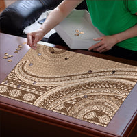 Bula Fiji Vintage Tapa Puzzle Kaivity Masi Wave Motifs - Mocha LT7 - Polynesian Pride