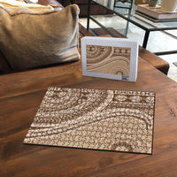 Bula Fiji Vintage Tapa Puzzle Kaivity Masi Wave Motifs - Mocha LT7 - Polynesian Pride