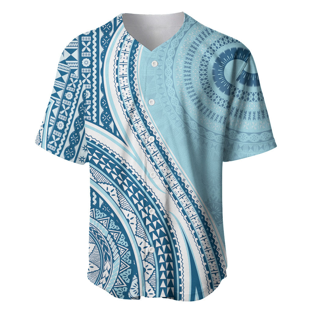 Bula Fiji Vintage Tapa Baseball Jersey Kaivity Masi Wave Motifs - Turquoise LT7 Turquoise - Polynesian Pride