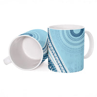 Bula Fiji Vintage Tapa Ceramic Mug Kaivity Masi Wave Motifs - Turquoise LT7 - Polynesian Pride