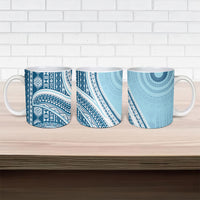 Bula Fiji Vintage Tapa Ceramic Mug Kaivity Masi Wave Motifs - Turquoise LT7 - Polynesian Pride