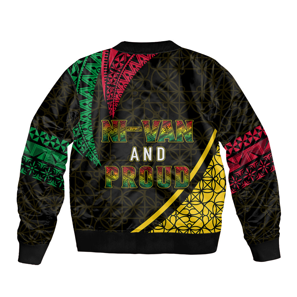 Personalised Vanuatu Bomber Jacket Melanesian Sand Drawing Mixed - Ni Van and Proud LT7 - Polynesian Pride