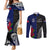 Personalised New Zealand Vs Samoa Rugby Couples Matching Mermaid Dress and Long Sleeve Button Shirts Go Champions LT7 Black Blue - Polynesian Pride