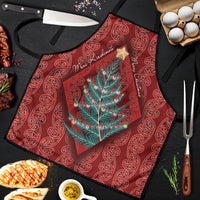 Aotearoa Maori Mangopare Meri Kirihimete Apron Christmas Fern LT7 Red - Polynesian Pride