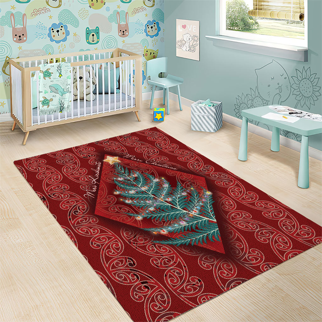 Aotearoa Maori Mangopare Meri Kirihimete Area Rug Christmas Fern LT7 - Polynesian Pride