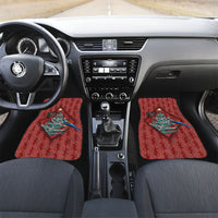 Aotearoa Maori Mangopare Meri Kirihimete Car Mats Christmas Fern LT7 Set 2pcs - Front Red - Polynesian Pride