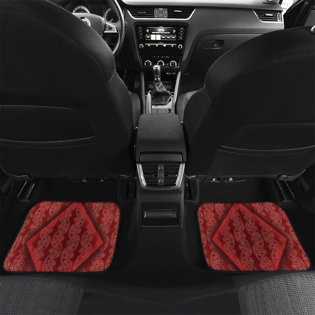 Aotearoa Maori Mangopare Meri Kirihimete Car Mats Christmas Fern LT7 Set 2pcs - Back Red - Polynesian Pride