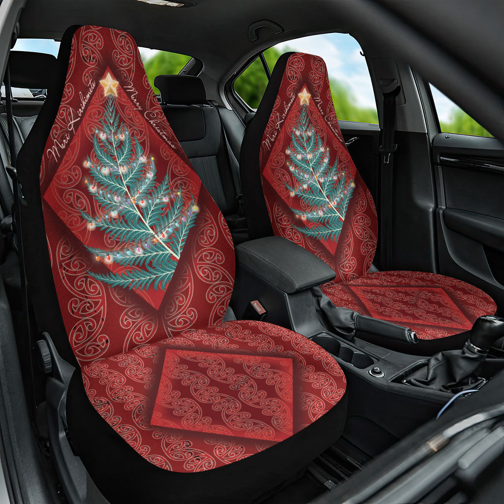 Aotearoa Maori Mangopare Meri Kirihimete Car Seat Cover Christmas Fern LT7 One Size Red - Polynesian Pride