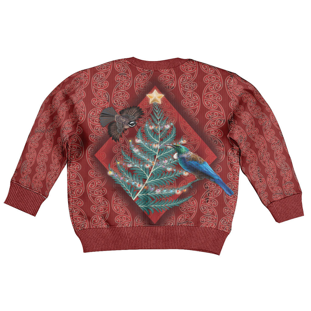 Aotearoa Maori Mangopare Meri Kirihimete Kid Ugly Christmas Sweater Christmas Fern LT7 - Polynesian Pride