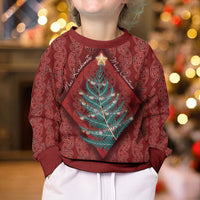 Aotearoa Maori Mangopare Meri Kirihimete Kid Ugly Christmas Sweater Christmas Fern LT7 - Polynesian Pride