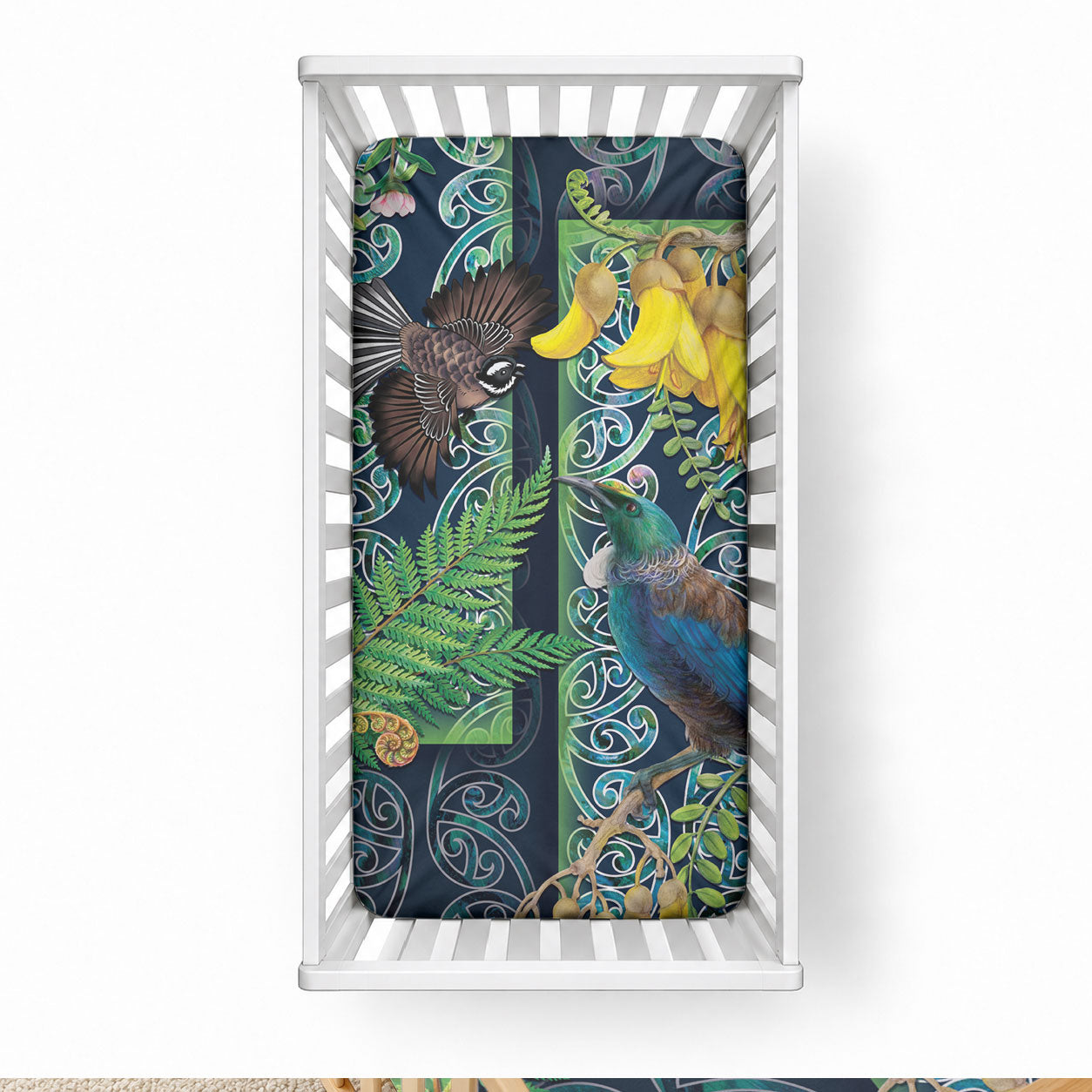 Aotearoa Maori Mangopare Christmas Baby Bed Cover Pikawakawa and Tui LT7 28 × 52 in Dark Blue - Polynesian Pride