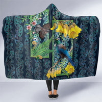 Aotearoa Maori Mangopare Christmas Hooded Blanket Pikawakawa and Tui LT7 One Size Dark Blue - Polynesian Pride
