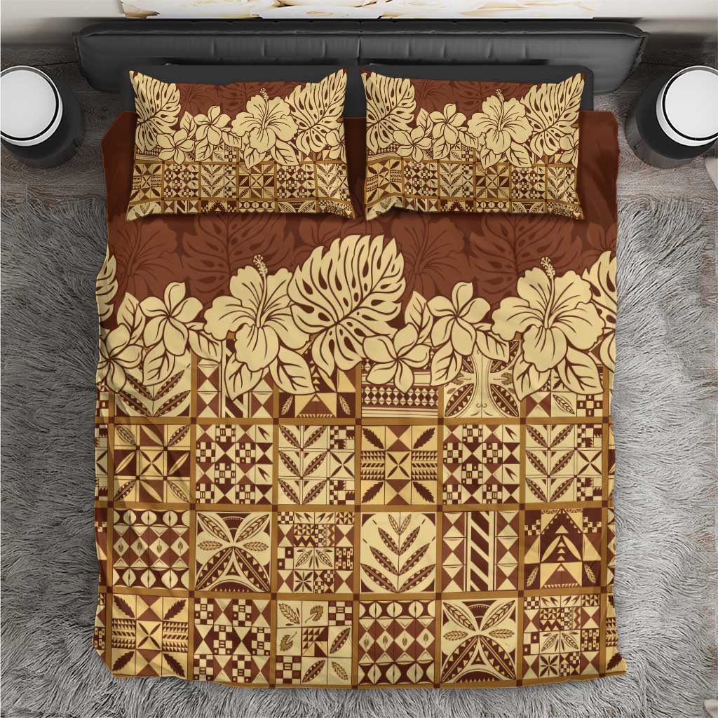 Niue Hiapo Motif Bedding Set Tapa Classic LT7 Beige - Polynesian Pride