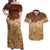 Niue Hiapo Motif Couples Matching Off Shoulder Maxi Dress and Hawaiian Shirt Tapa Classic