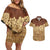 Niue Hiapo Motif Couples Matching Off Shoulder Short Dress and Hawaiian Shirt Tapa Classic