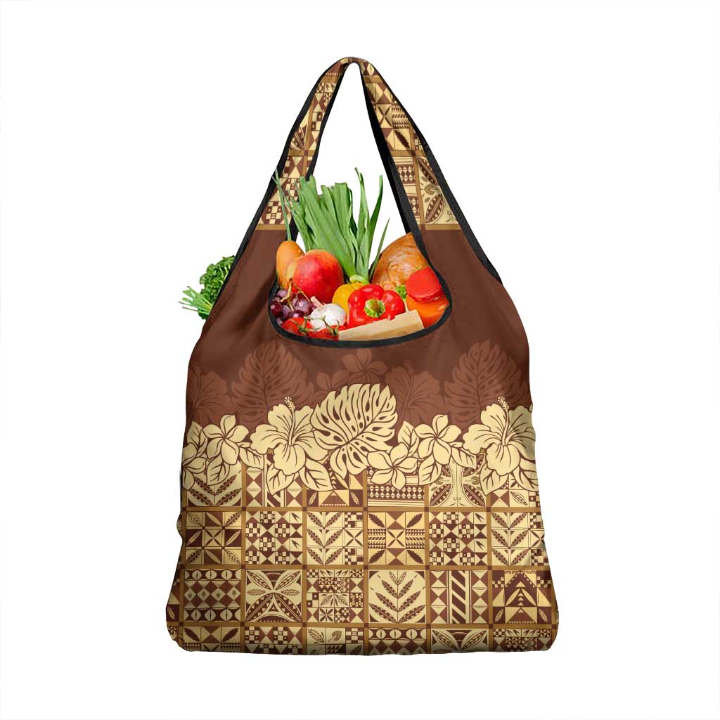 Niue Hiapo Motif Grocery Bag Tapa Classic LT7 1-pack One Size Beige - Polynesian Pride