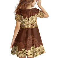 Niue Hiapo Motif Kid Short Sleeve Dress Tapa Classic LT7 - Polynesian Pride