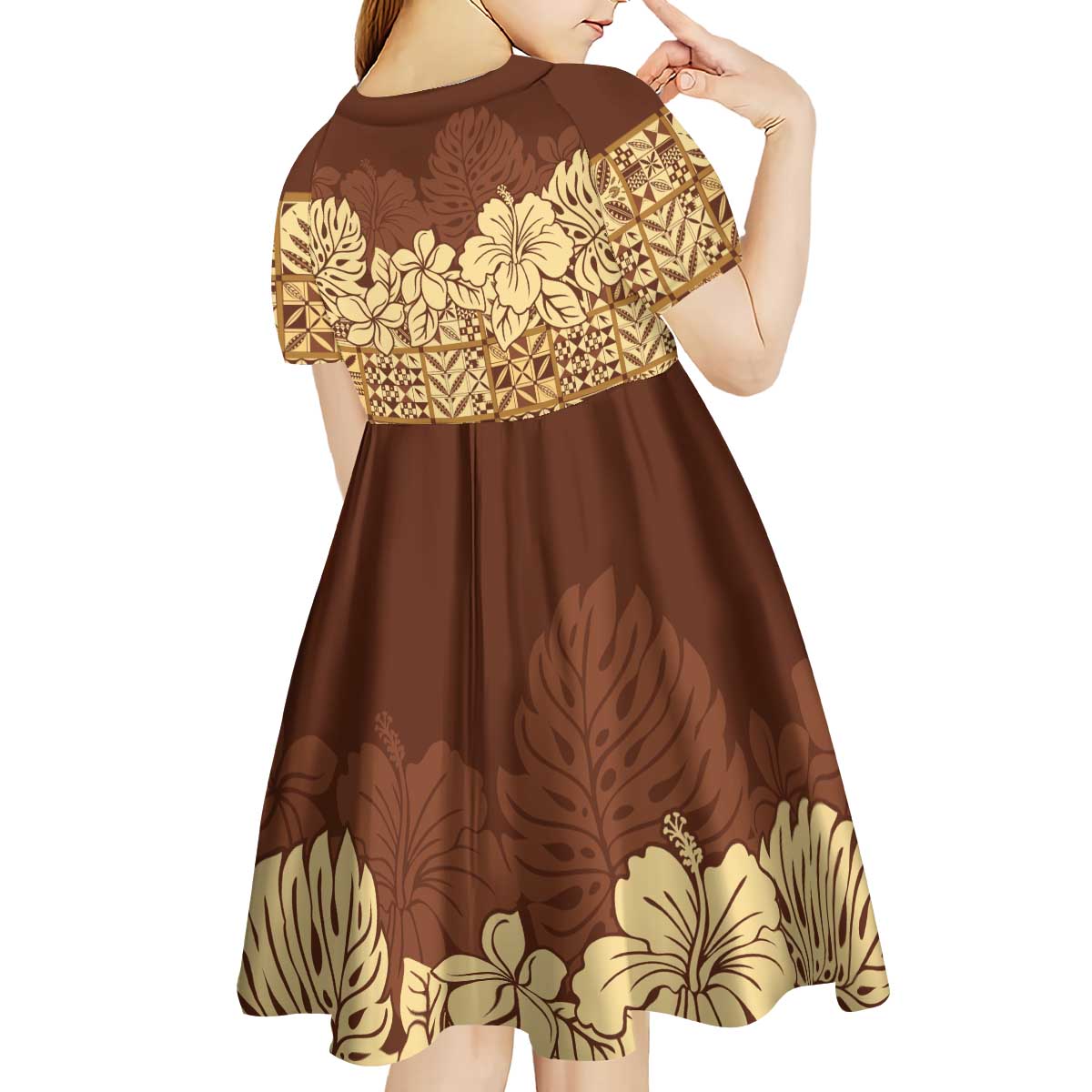Niue Hiapo Motif Kid Short Sleeve Dress Tapa Classic LT7 - Polynesian Pride