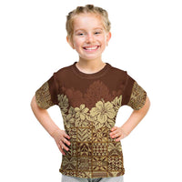 Niue Hiapo Motif Kid T Shirt Tapa Classic LT7 Beige - Polynesian Pride
