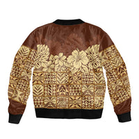 Niue Hiapo Motif Sleeve Zip Bomber Jacket Tapa Classic LT7 - Polynesian Pride