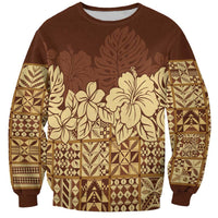 Niue Hiapo Motif Sweatshirt Tapa Classic LT7 Unisex Beige - Polynesian Pride