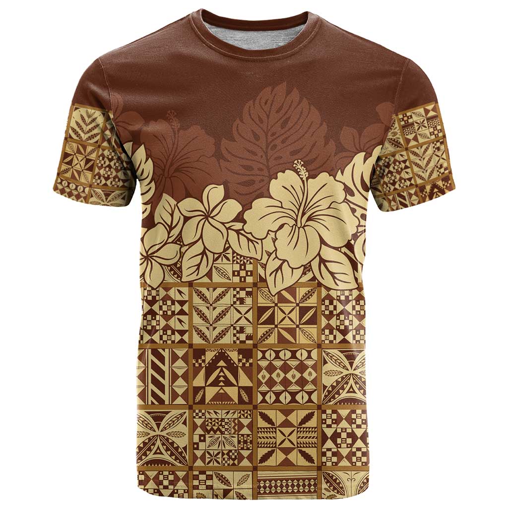 Niue Hiapo Motif T Shirt Tapa Classic LT7 Beige - Polynesian Pride