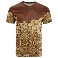 Niue Hiapo Motif T Shirt Tapa Classic LT7 Beige - Polynesian Pride