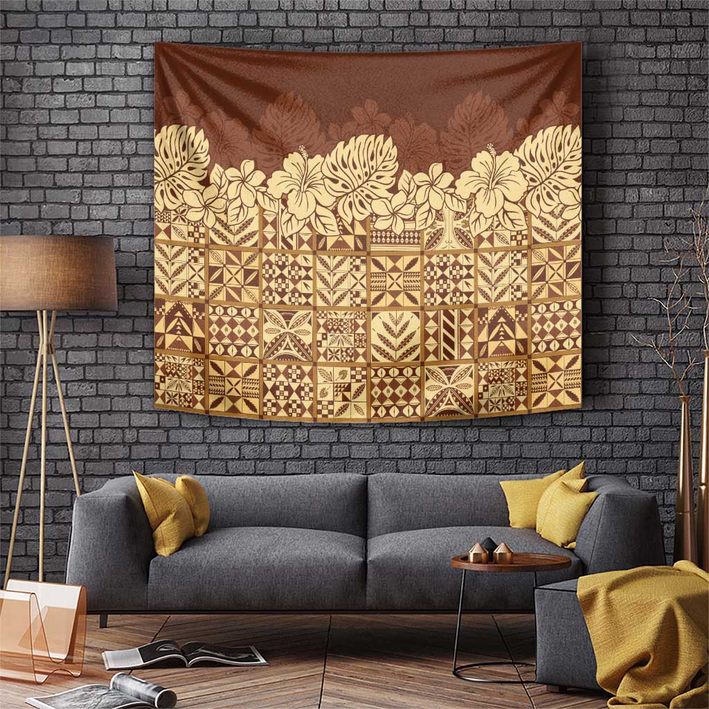 Niue Hiapo Motif Tapestry Tapa Classic LT7 Beige - Polynesian Pride