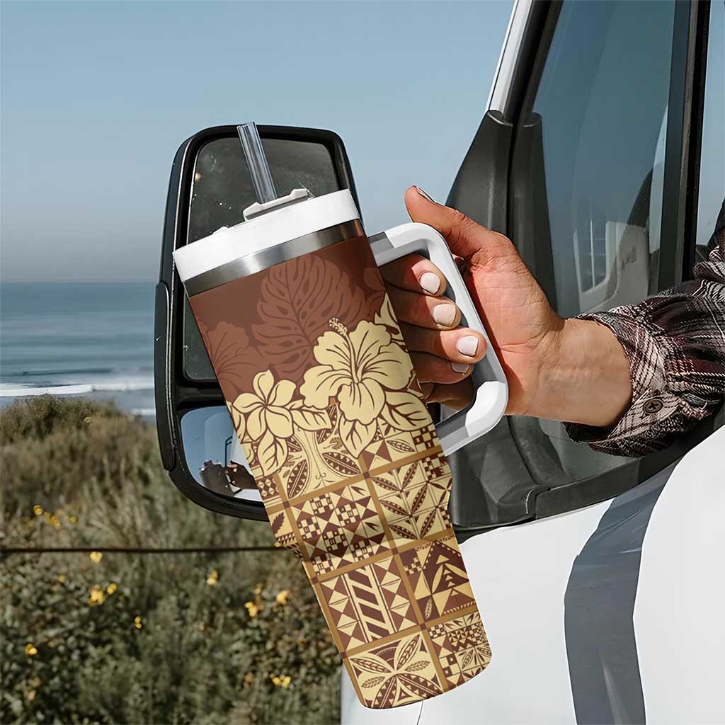 Niue Hiapo Motif Tumbler With Handle Tapa Classic LT7 - Polynesian Pride