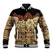 Niue Hiapo Motif Baseball Jacket Tapa Classic - Black Ver LT7 Unisex Black - Polynesian Pride