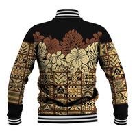 Niue Hiapo Motif Baseball Jacket Tapa Classic - Black Ver LT7 - Polynesian Pride