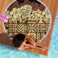 Niue Hiapo Motif Beach Blanket Tapa Classic - Black Ver LT7 - Polynesian Pride