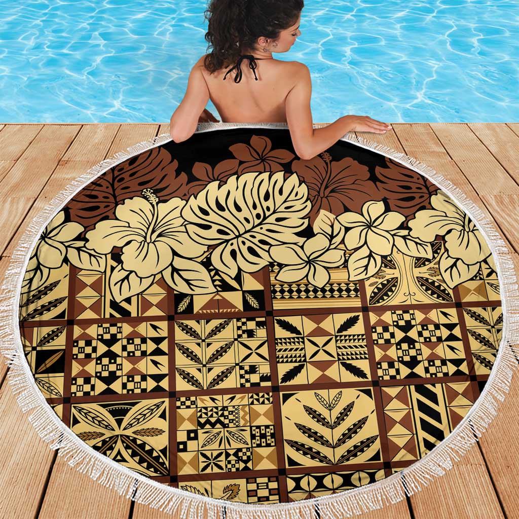 Niue Hiapo Motif Beach Blanket Tapa Classic - Black Ver LT7 - Polynesian Pride