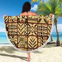 Niue Hiapo Motif Beach Blanket Tapa Classic - Black Ver LT7 - Polynesian Pride