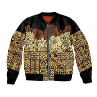 Niue Hiapo Motif Bomber Jacket Tapa Classic - Black Ver LT7 Unisex Black - Polynesian Pride